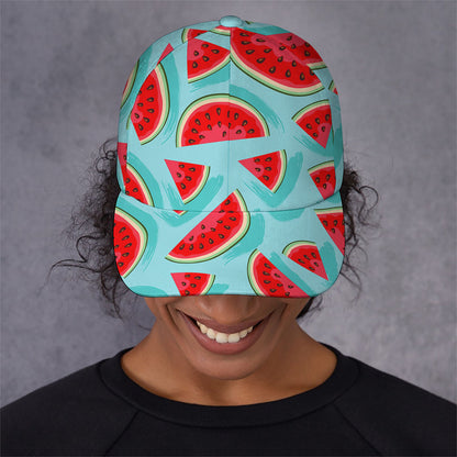 Blue Watermelon Pieces Pattern Print Baseball Cap