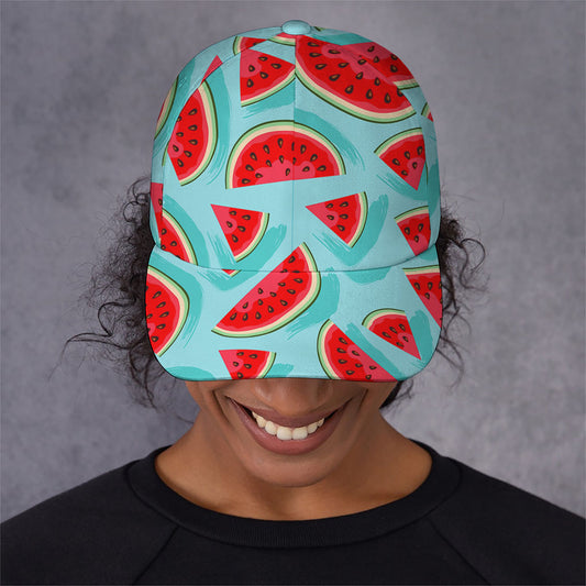 Blue Watermelon Pieces Pattern Print Baseball Cap