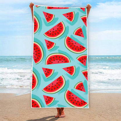 Blue Watermelon Pieces Pattern Print Beach Towel