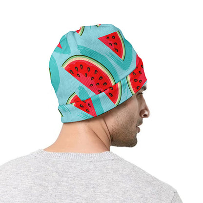 Blue Watermelon Pieces Pattern Print Beanie