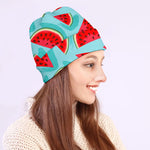 Blue Watermelon Pieces Pattern Print Beanie