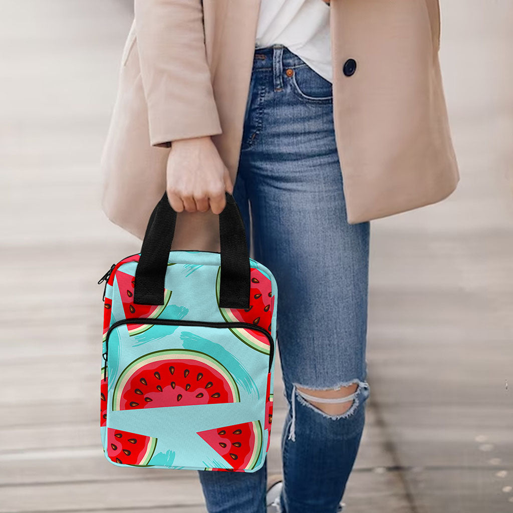 Blue Watermelon Pieces Pattern Print Bible Tote Bag