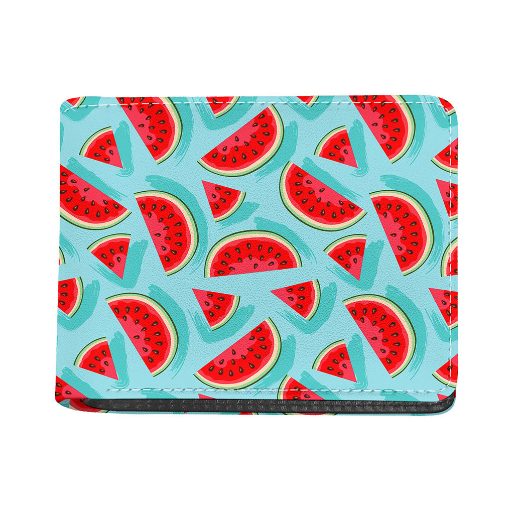 Blue Watermelon Pieces Pattern Print Bifold Wallet
