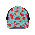 Blue Watermelon Pieces Pattern Print Black Mesh Trucker Hat