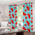Blue Watermelon Pieces Pattern Print Dimout Grommet Curtains