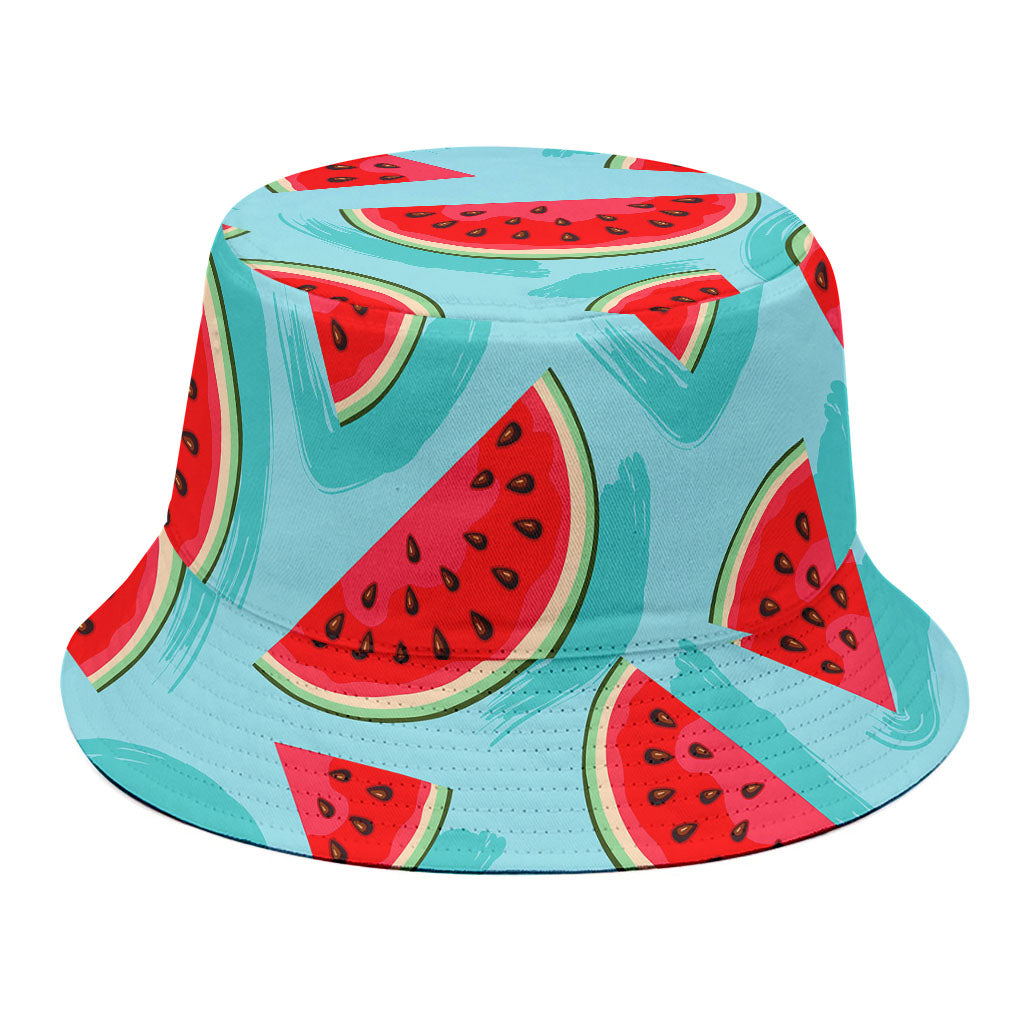 Blue Watermelon Pieces Pattern Print Bucket Hat