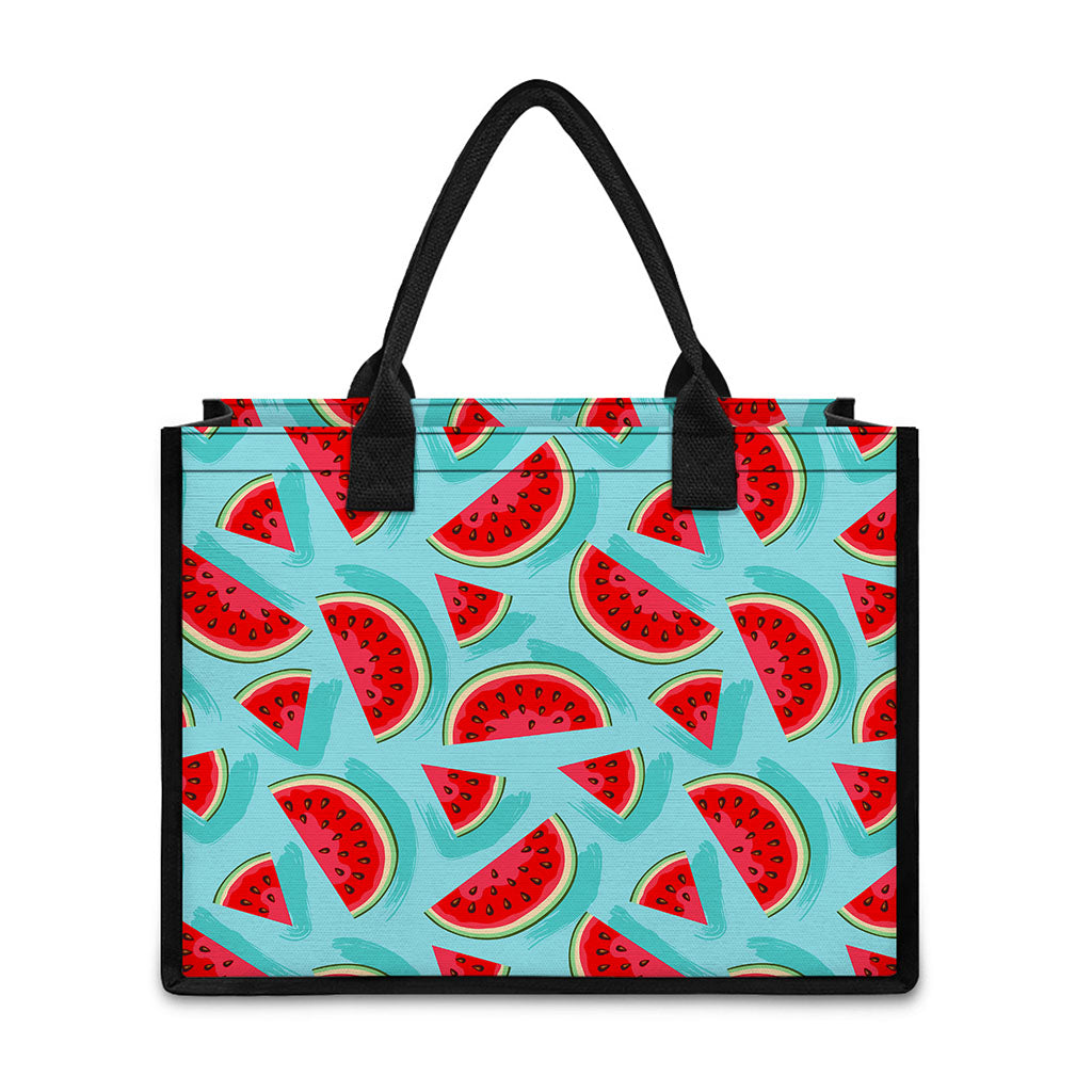 Blue Watermelon Pieces Pattern Print Canvas Tote Bag