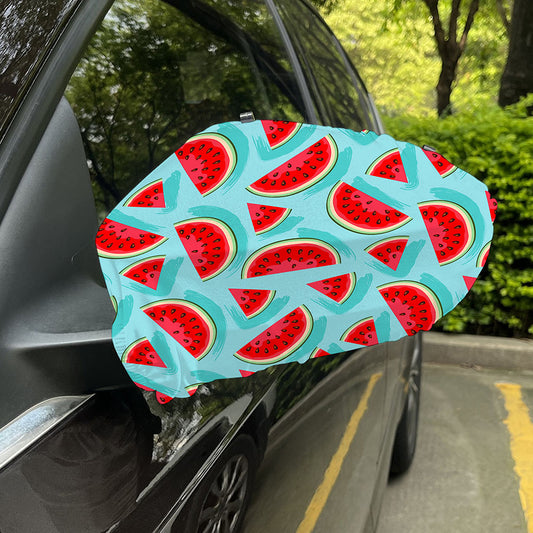 Blue Watermelon Pieces Pattern Print Car Side Mirror Covers