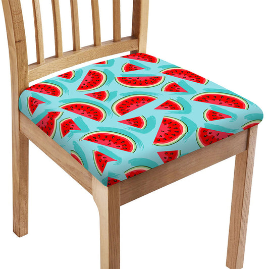 Blue Watermelon Pieces Pattern Print Chair Cushion Cover