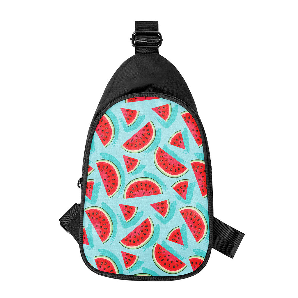 Blue Watermelon Pieces Pattern Print Chest Bag