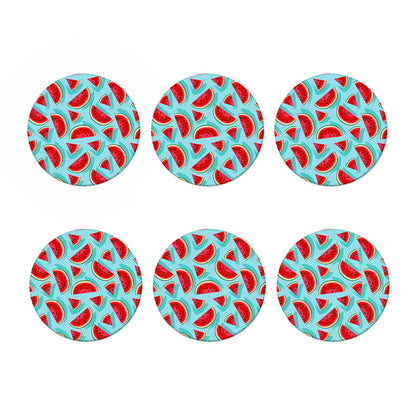 Blue Watermelon Pieces Pattern Print Coaster Set