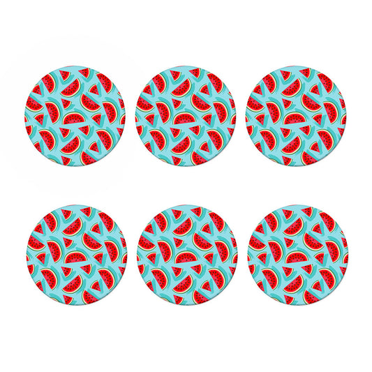 Blue Watermelon Pieces Pattern Print Coaster Set