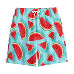 Blue Watermelon Pieces Pattern Print Cotton Shorts