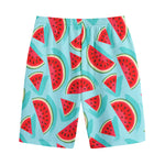 Blue Watermelon Pieces Pattern Print Cotton Shorts