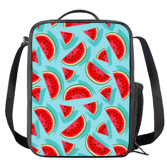 Blue Watermelon Pieces Pattern Print Crossbody Lunch Bag
