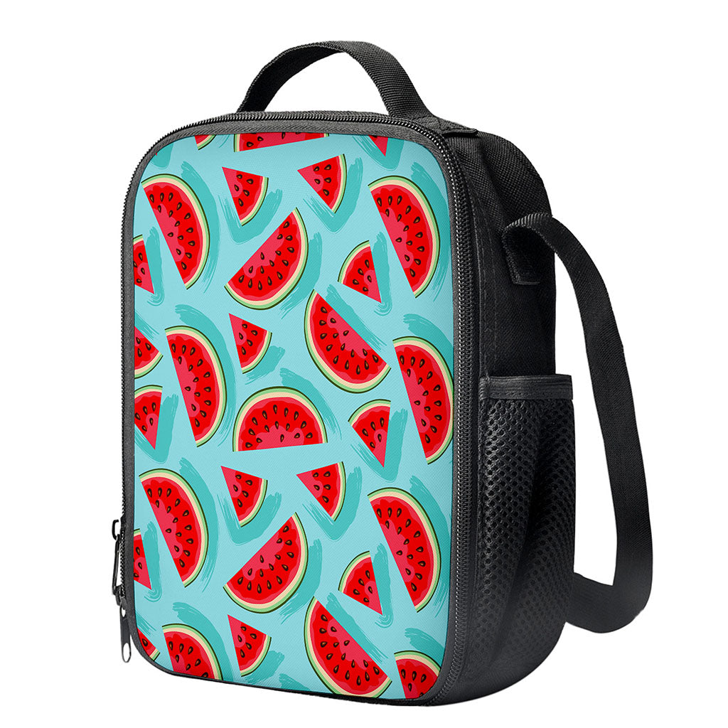 Blue Watermelon Pieces Pattern Print Crossbody Lunch Bag
