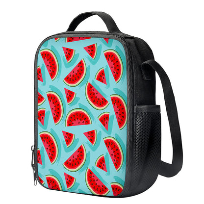 Blue Watermelon Pieces Pattern Print Crossbody Lunch Bag