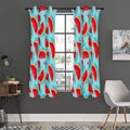 Blue Watermelon Pieces Pattern Print Grommet Curtain Panels