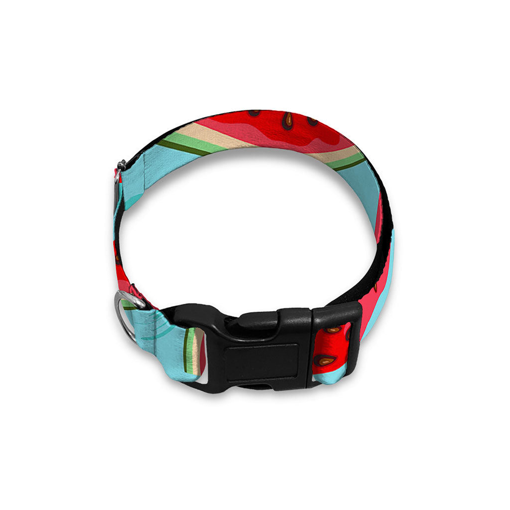 Blue Watermelon Pieces Pattern Print Dog Collar