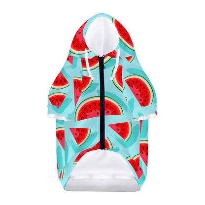 Blue Watermelon Pieces Pattern Print Dog Zip Up Hoodie