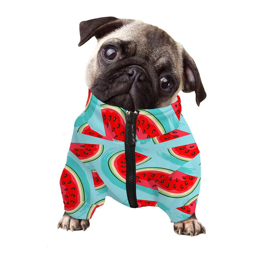 Blue Watermelon Pieces Pattern Print Dog Zip Up Jacket
