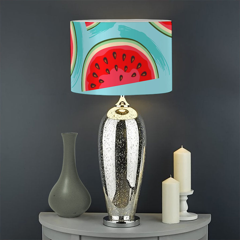 Blue Watermelon Pieces Pattern Print Drum Lamp Shade