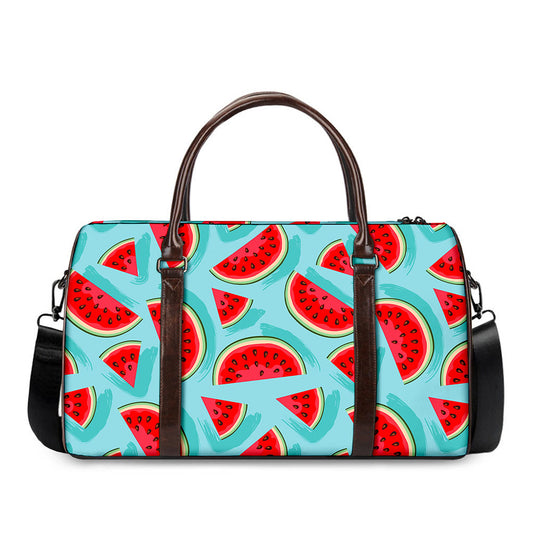 Blue Watermelon Pieces Pattern Print Duffle Bag