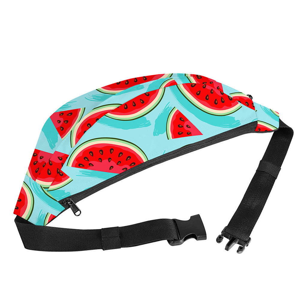 Blue Watermelon Pieces Pattern Print Fanny Pack