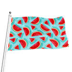 Blue Watermelon Pieces Pattern Print Flag