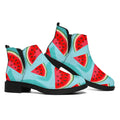 Blue Watermelon Pieces Pattern Print Flat Ankle Boots