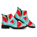 Blue Watermelon Pieces Pattern Print Flat Ankle Boots