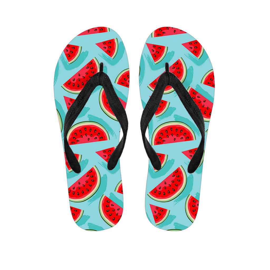 Blue Watermelon Pieces Pattern Print Flip Flops