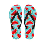 Blue Watermelon Pieces Pattern Print Flip Flops