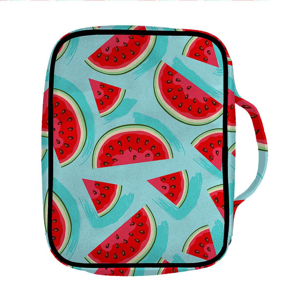 Blue Watermelon Pieces Pattern Print Front Pocket Bible Bag