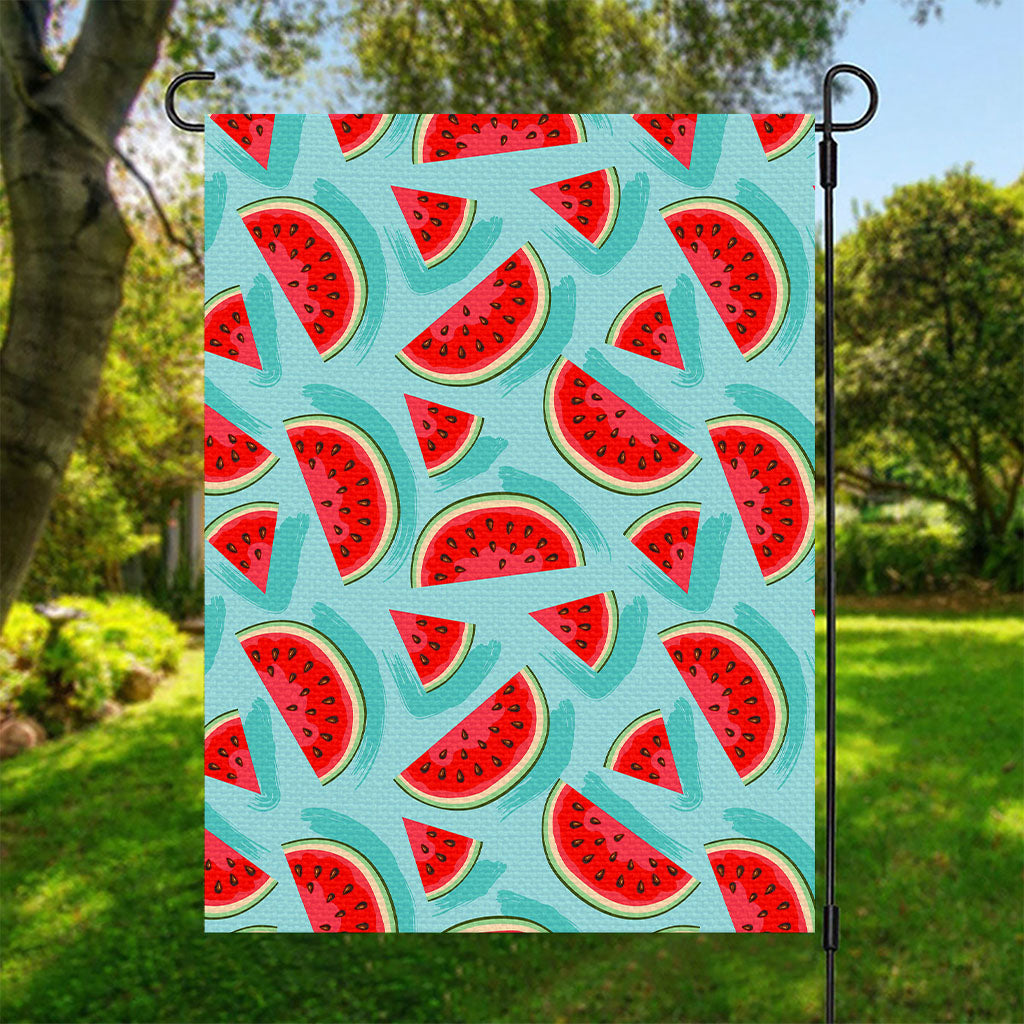 Blue Watermelon Pieces Pattern Print Garden Flag