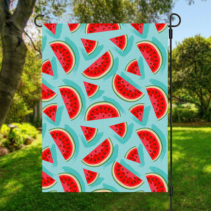 Blue Watermelon Pieces Pattern Print Garden Flag