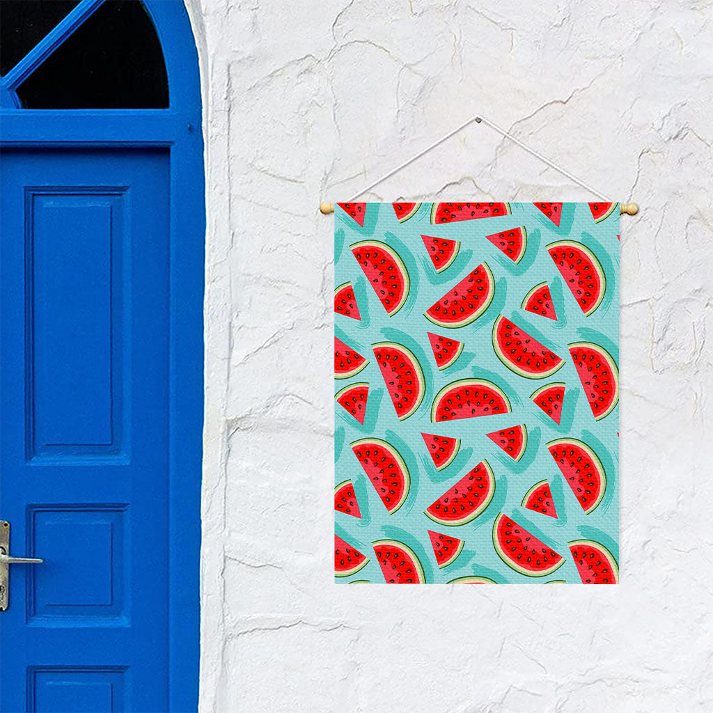 Blue Watermelon Pieces Pattern Print Garden Flag