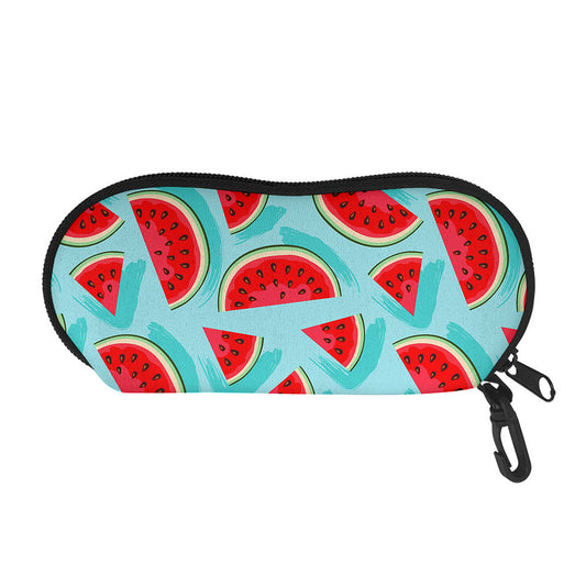Blue Watermelon Pieces Pattern Print Glasses Case