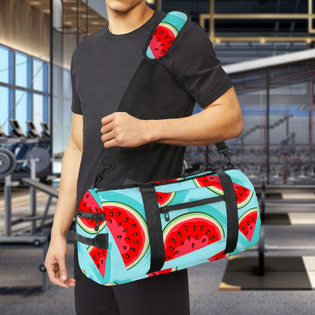 Blue Watermelon Pieces Pattern Print Gym Bag