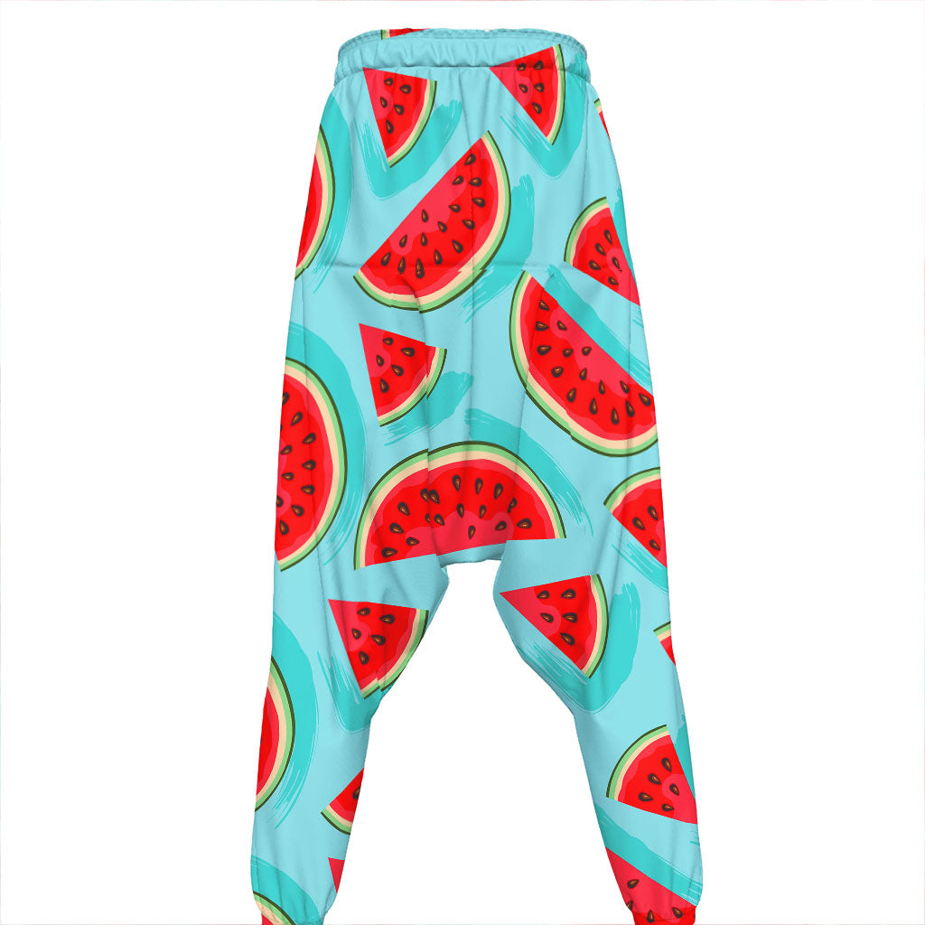 Blue Watermelon Pieces Pattern Print Hammer Pants