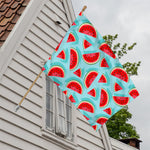 Blue Watermelon Pieces Pattern Print House Flag