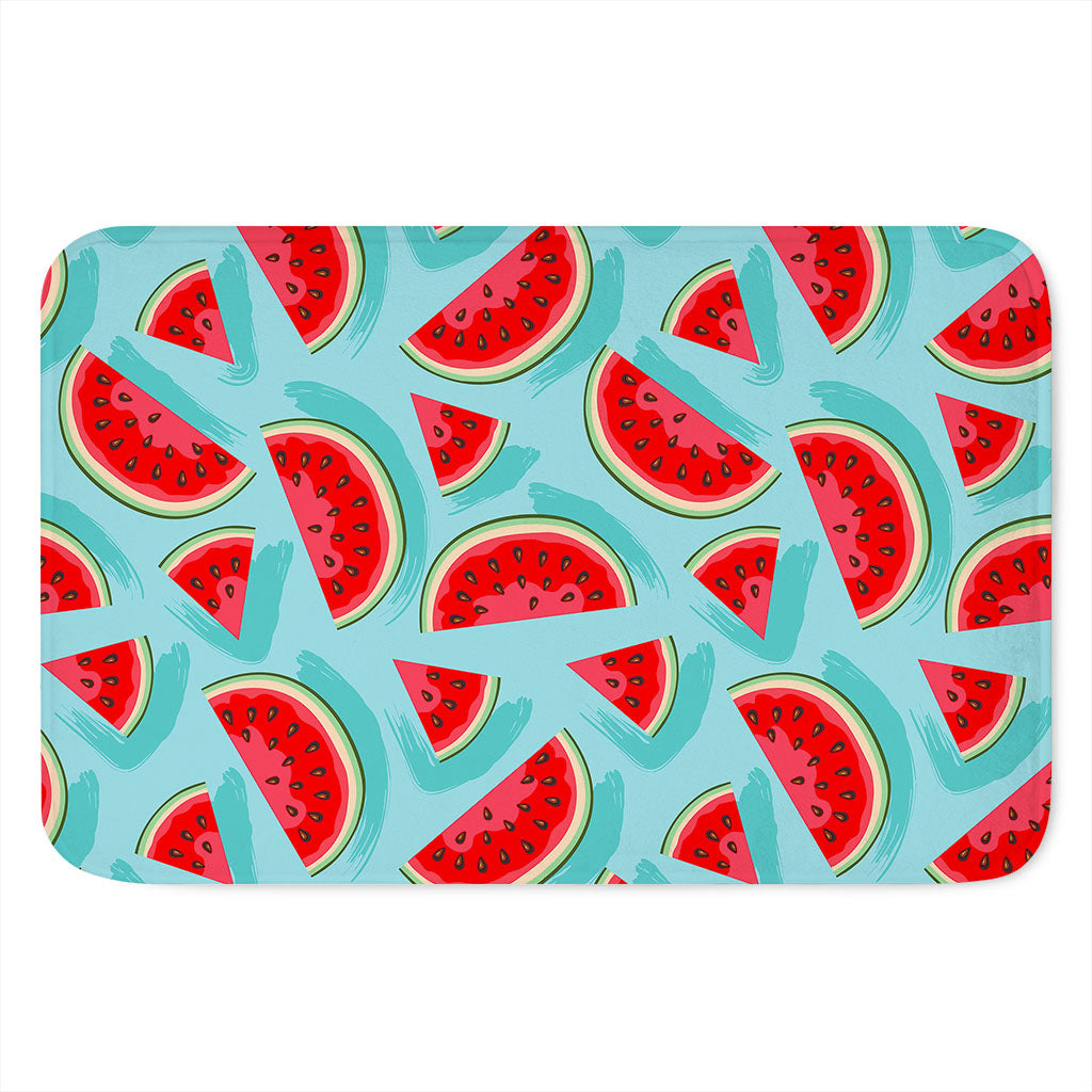 Blue Watermelon Pieces Pattern Print Indoor Door Mat