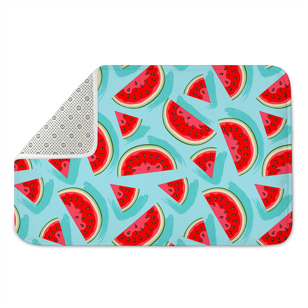 Blue Watermelon Pieces Pattern Print Indoor Door Mat