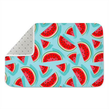 Blue Watermelon Pieces Pattern Print Indoor Door Mat