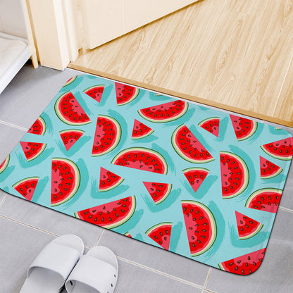 Blue Watermelon Pieces Pattern Print Indoor Door Mat