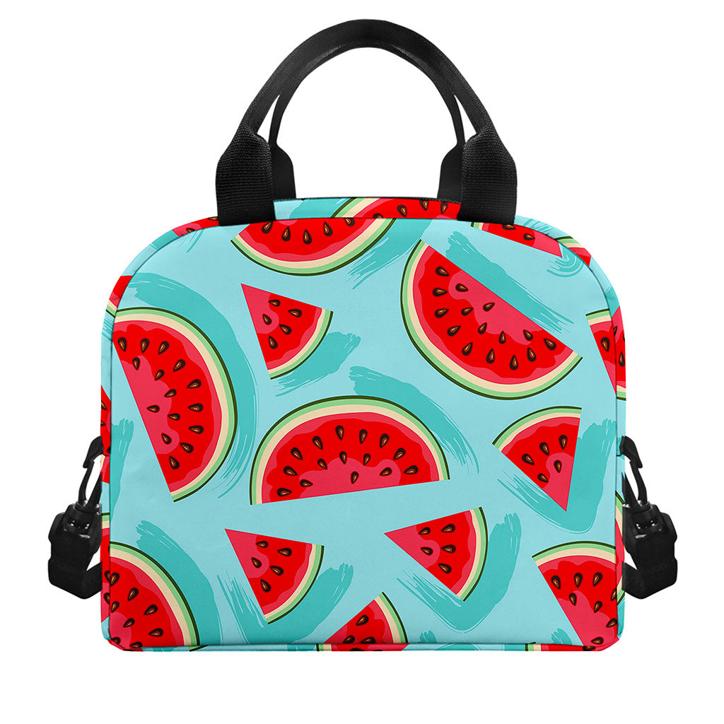 Blue Watermelon Pieces Pattern Print Insulated Lunch Bag