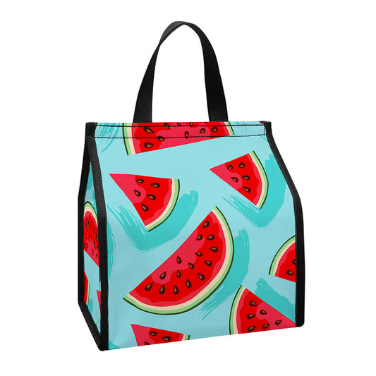 Blue Watermelon Pieces Pattern Print Insulated Lunch Tote