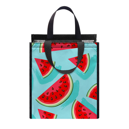 Blue Watermelon Pieces Pattern Print Insulated Lunch Tote