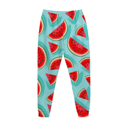 Blue Watermelon Pieces Pattern Print Jogger Pants