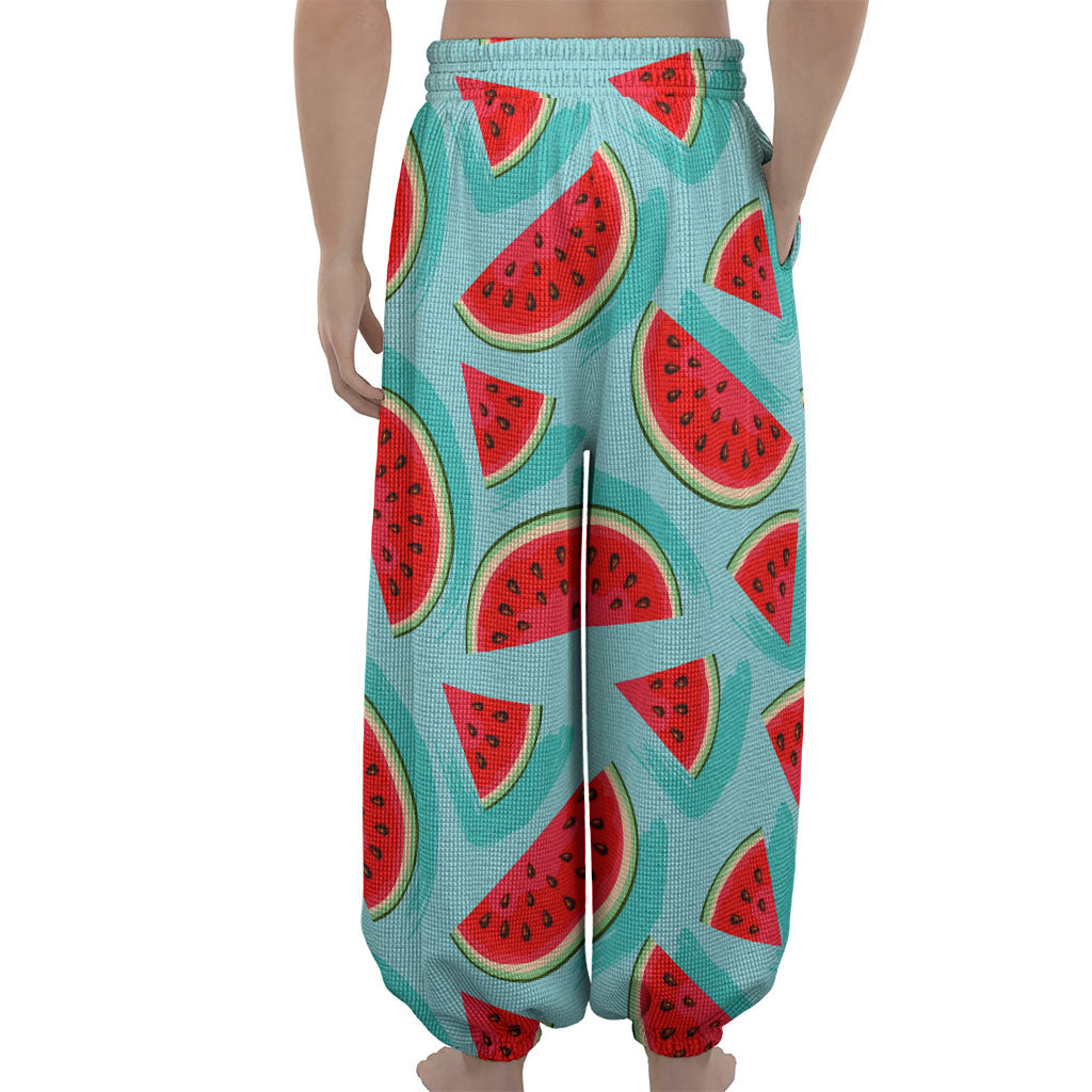 Blue Watermelon Pieces Pattern Print Lantern Pants